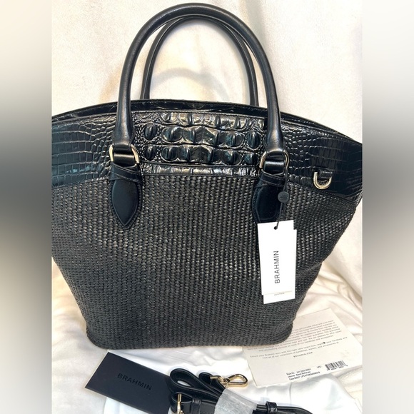 🖤BRAHMIN, GORGEOUS “JEANNE” BLACK BELHAVEN GENUINE LEATHER TOTE🖤NWT🖤 - Picture 4 of 17